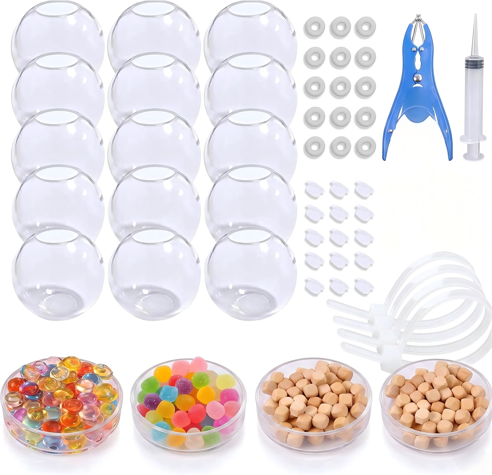 DIY Stress Ball Making Kit – 15TPR Skins , Create Your Own Squishy, Sensory Craft Set for Anxiety Relief, Self-Care Gift for Women & Kids (multicolor granule filler)