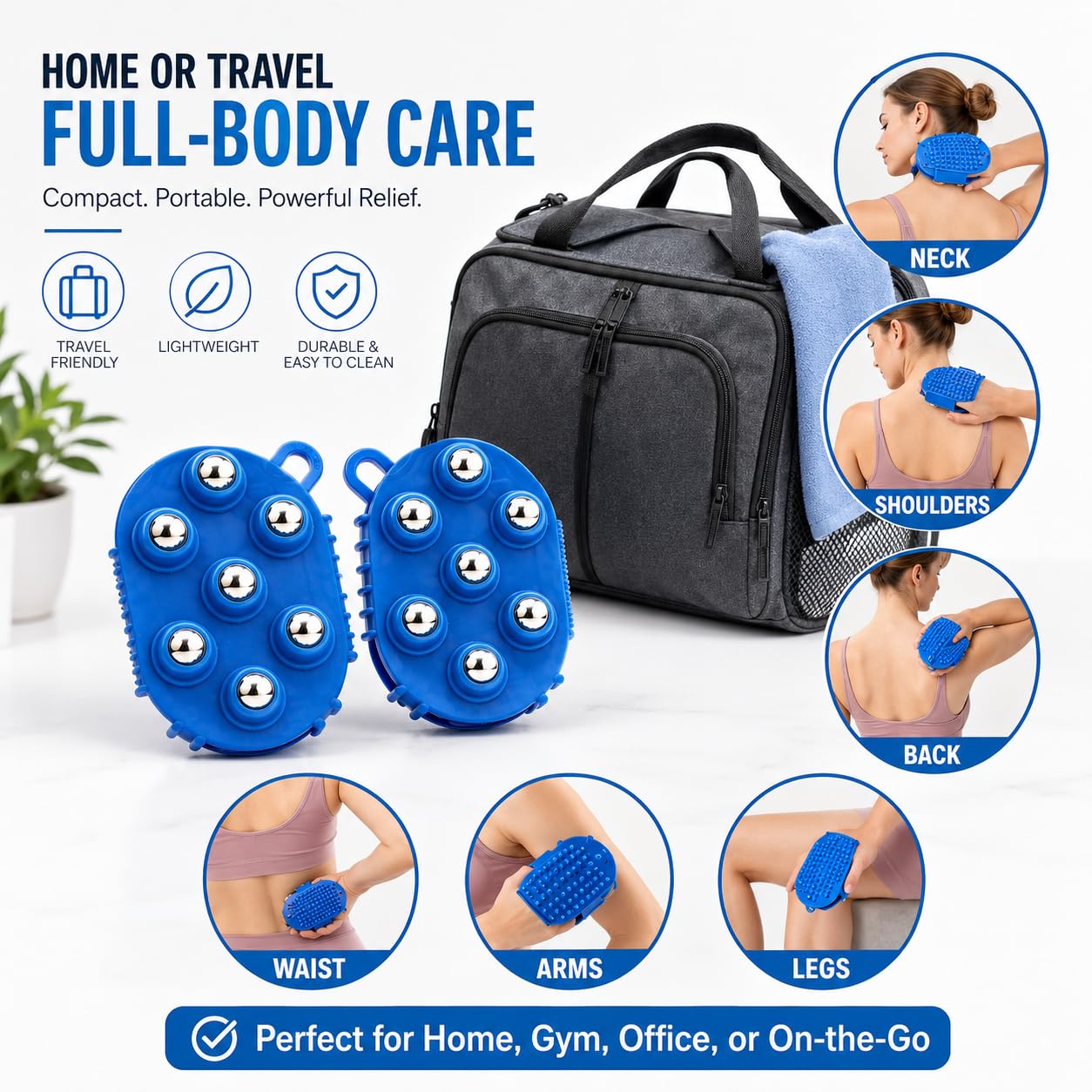 Lymphmassagehandschuhe, 2 Stück, Handmassageball mit 7 360-Grad-Metall-Rollkugeln, Massagehandschuhbürste für Schönheitskörperpflege, 13 x 9,5 x 3,8 cm