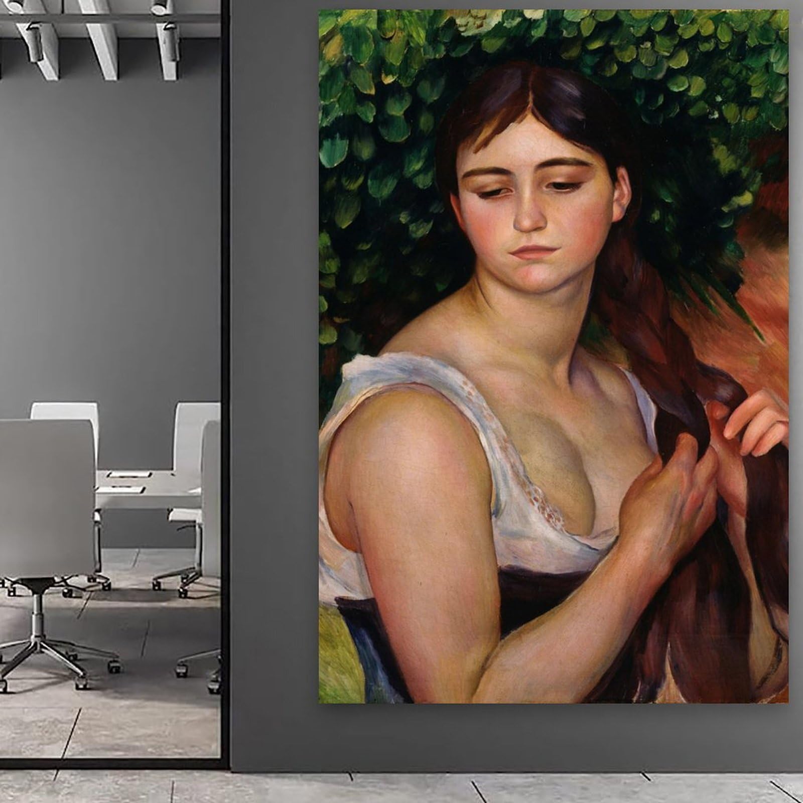 generisch The Braid by Pierre-Auguste Renoirs Impresiones en Lienzo Modernas, Cuadros Decorativos Para Habitación de Niños o Niñas, Murales Para Sala De Estar Y Pinturas Con Motivos Festivales 24x36