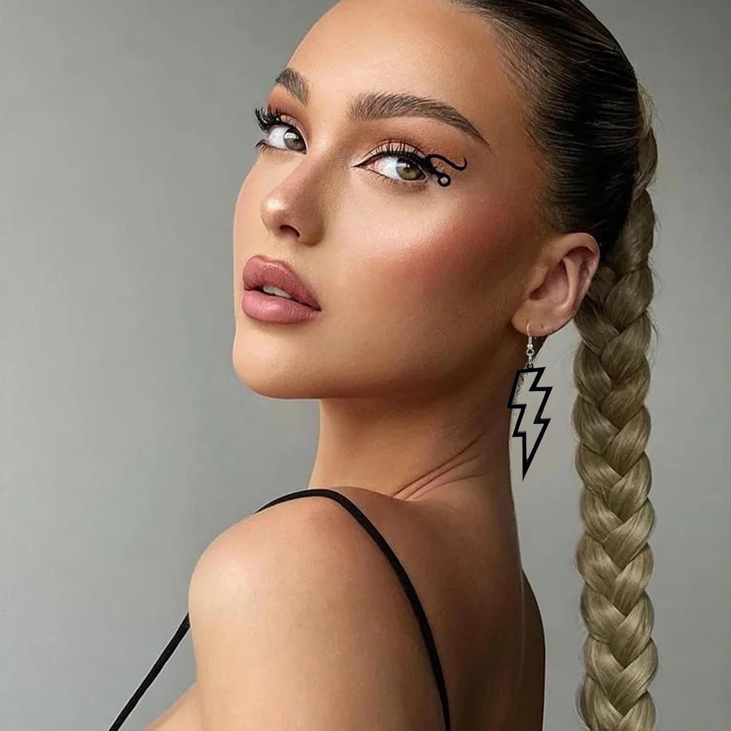 6 Pairs 80s Acrylic Exaggerated Lightning Earrings Punk Retro Geometric Delicate Statement Earrings for Women - Image 7