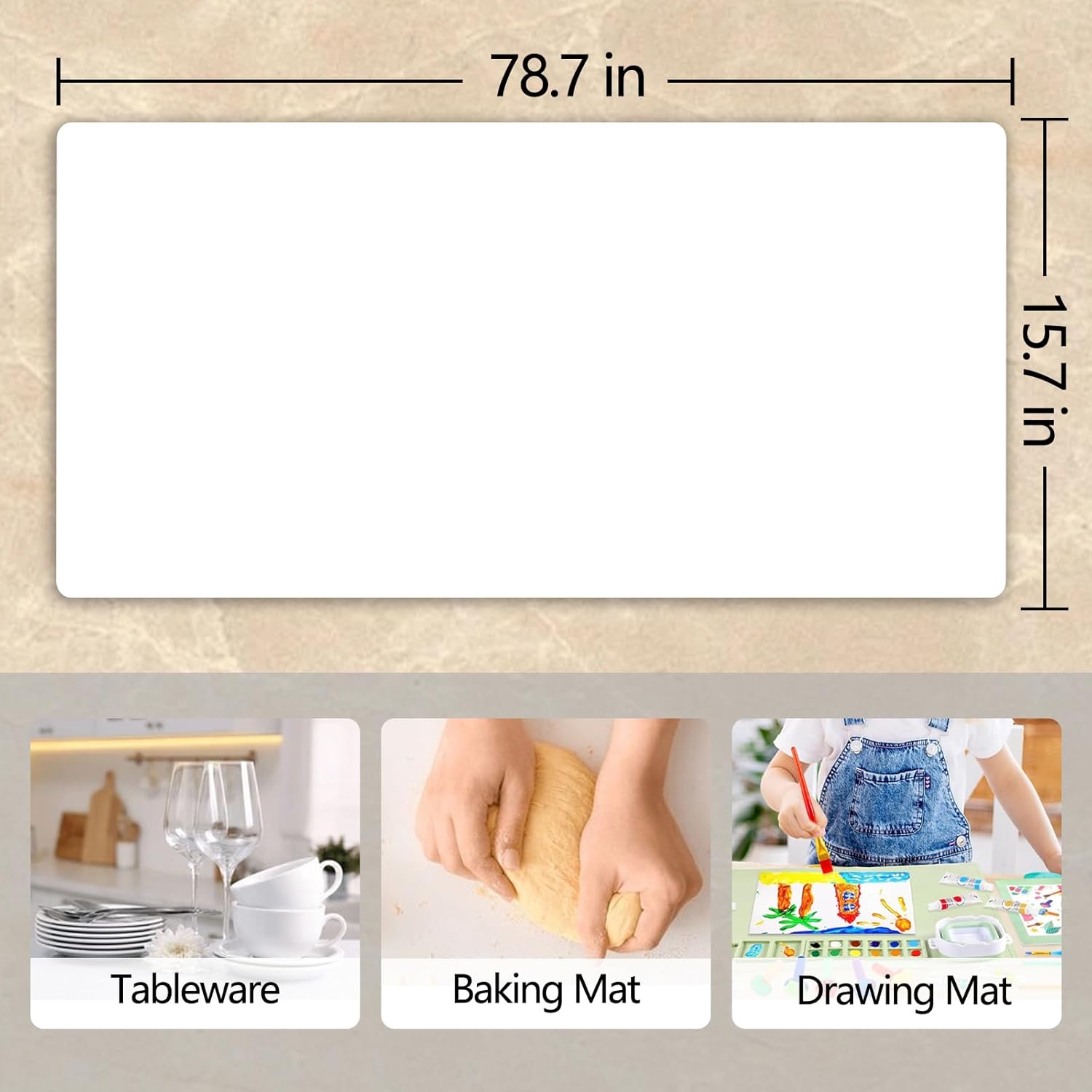 Large Silicone Mat for Kitchen Countertop Protector Mat 23.6x78.7in,Extra Large Silicone Heat Resistant Mat, Countertop Protector, Nonstick Waterproof Mat for Kitchen Counter Mat(0.06in Thickness)