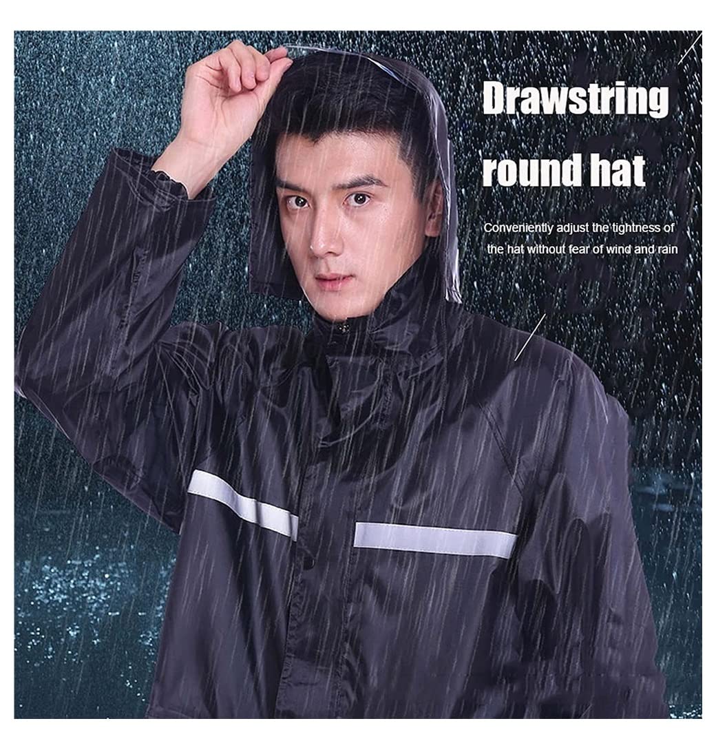 Chubasquero Chubasquero Largo De Doble Capa para Adultos, Poncho De Lluvia Reflectante De PVC, Chubasquero con Capucha Reutilizable Ponchos De Lluvia Impermeables(XL)
