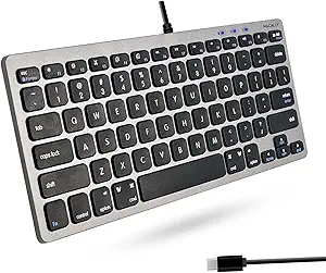 Macally Small USB C Keyboard - Plug & Play Compatible Wired Apple Keyboard for Mac mini, MacBook Pro/Air, iMac, iPad, Windows, Chromebook with USBC Port - Compact & Mini USB Type C - Space Gray