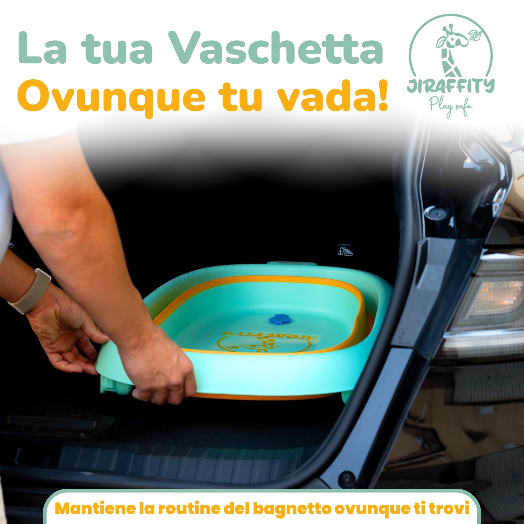Vaschetta bagnetto neonato pieghevole con supporto – vasca pieghevole per neonati 0–3 anni con cuscino ergonomico, tappo termosensibile e accessori – facile da trasportare e riporre