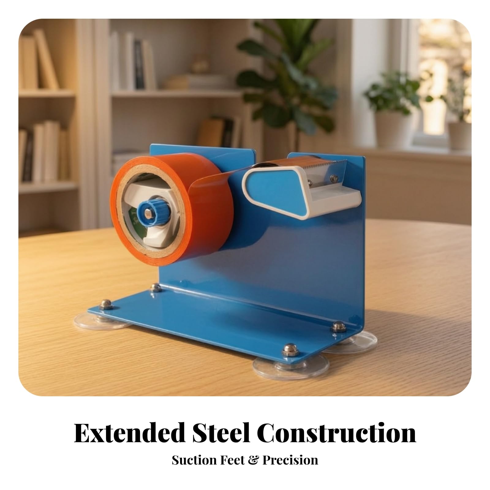 Dispenser di Nastro da Tavolo Stabile | Antiscivolo, Tendinastro da Banco, Metallico, Dispenser per Nastro Imballo, Magazzino, Ufficio, Scrivania, Professionisti