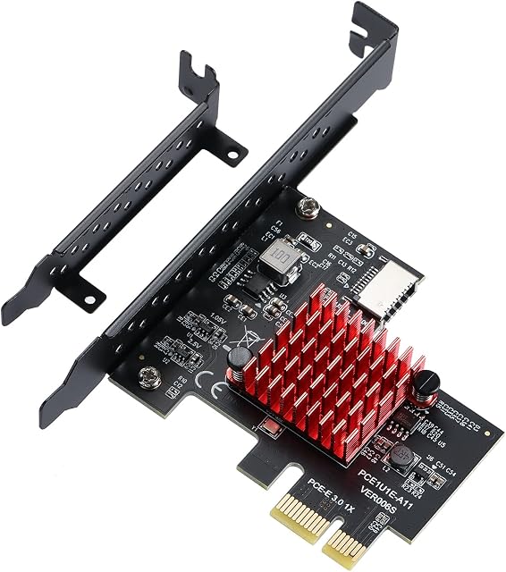 BEYIMEI PCIE USB 3.1 GEN2 Type-E Expansion Card, 10Gbps PCI Express 3.0 1X to 20Pin Front Panel Type C Connector, PCIE USB Port Controller Adapter (A key) with ASM3142 Chip for Windows 10/8 LINUX