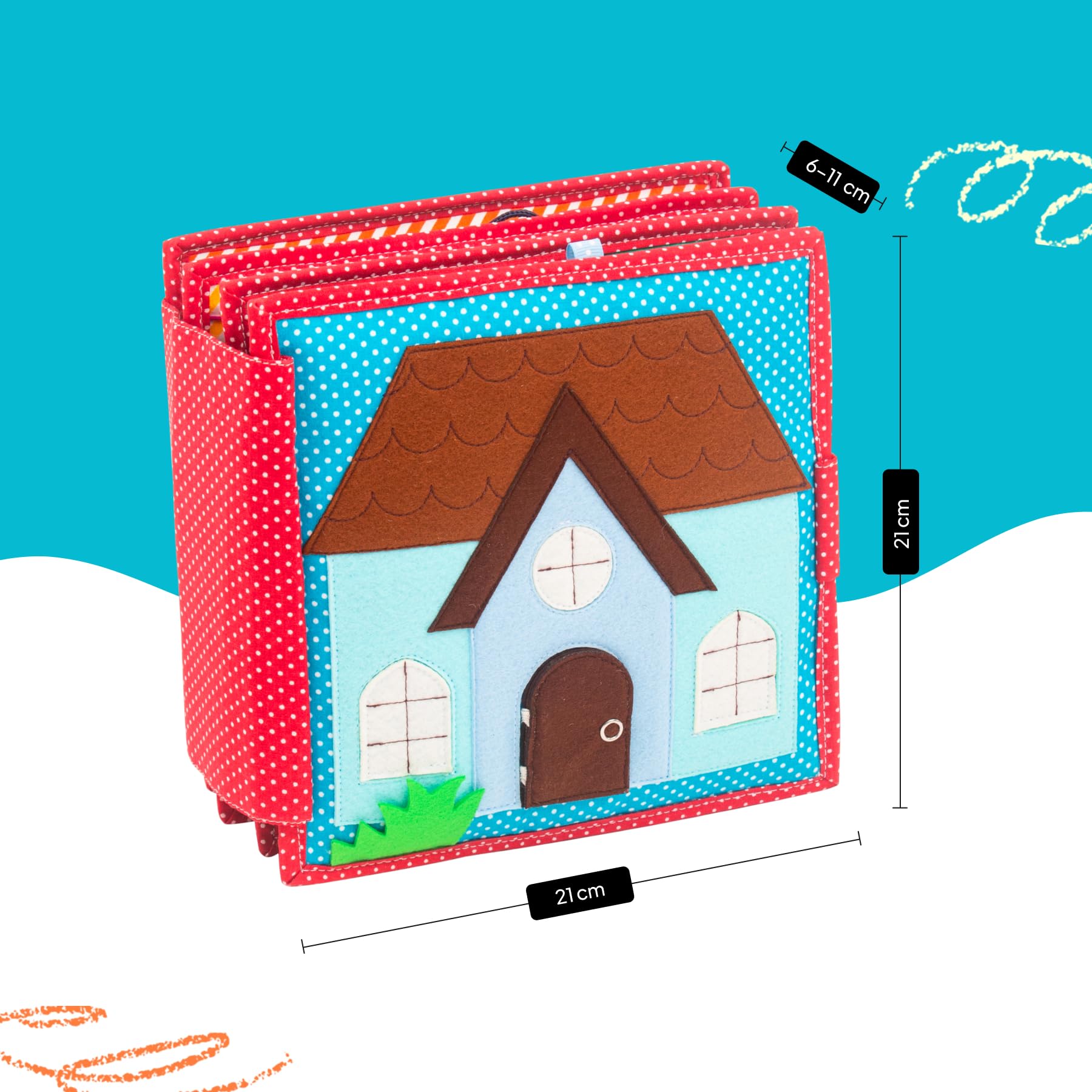 Jolly Designs – Quiet Book Hey Du! – Montessori Spielzeug ab 2 Jahren – Motorik & Sensorik fördern – Handgefertigtes Filzbuch – Lernspielzeug für Kleinkinder – Busy Book für Zuhause & unterwegs