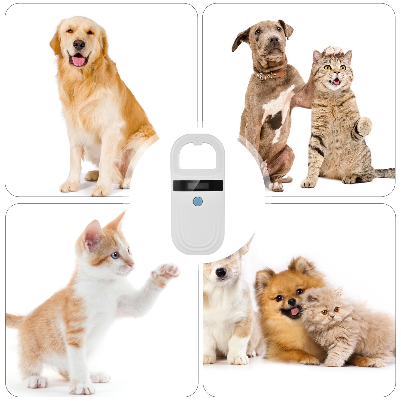 Aicharynic Lector de chips para mascotas,blanco,lector de microchip para perros/gato,lector de microchip para mascotas,escaneo de microchip para perros,escáner para mascotas