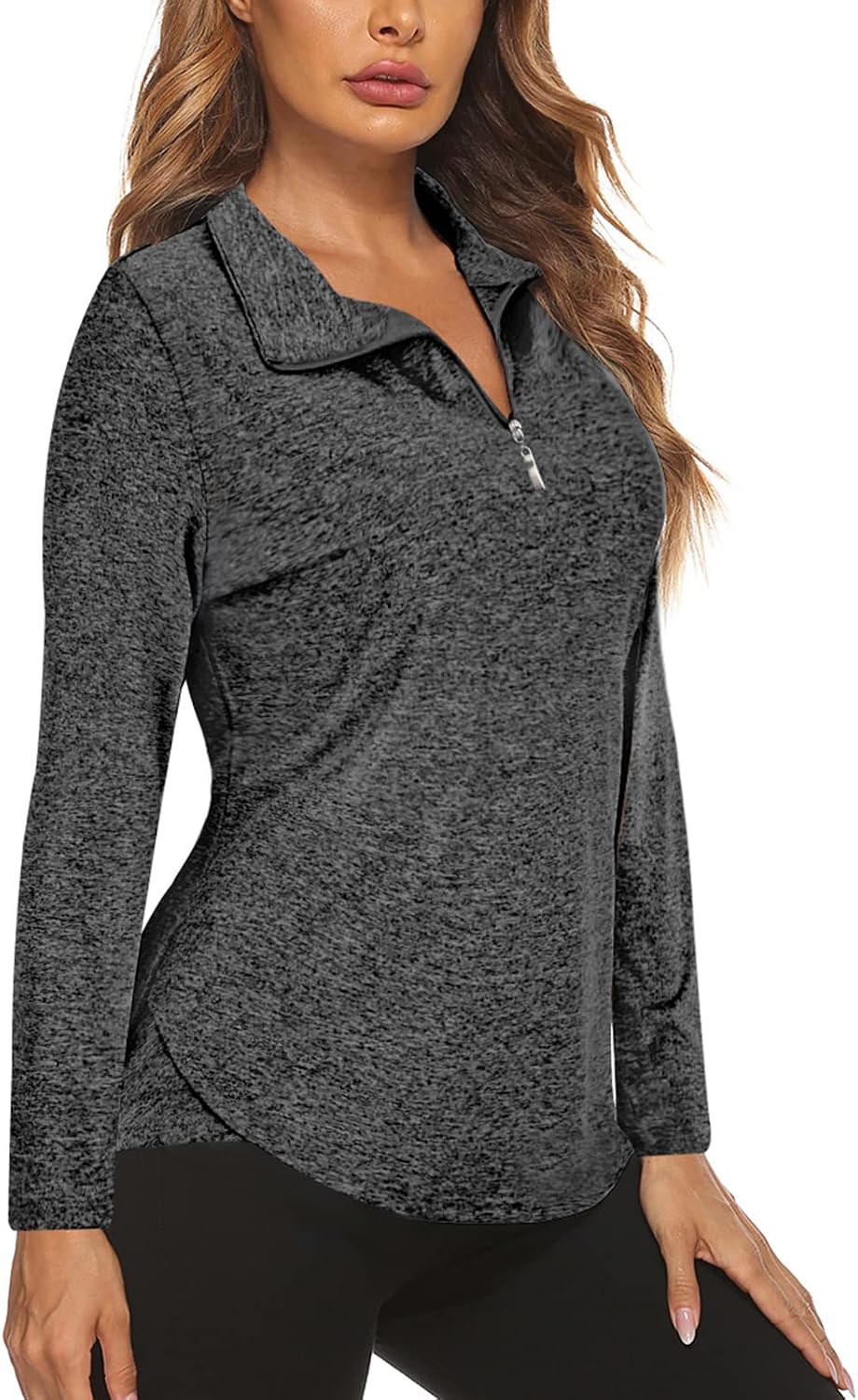 Koscacy Women’s Athletic Polo Shirts – UPF 50+ Long Sleeve Half-Zip Dry Fit Tennis and Golf Tops