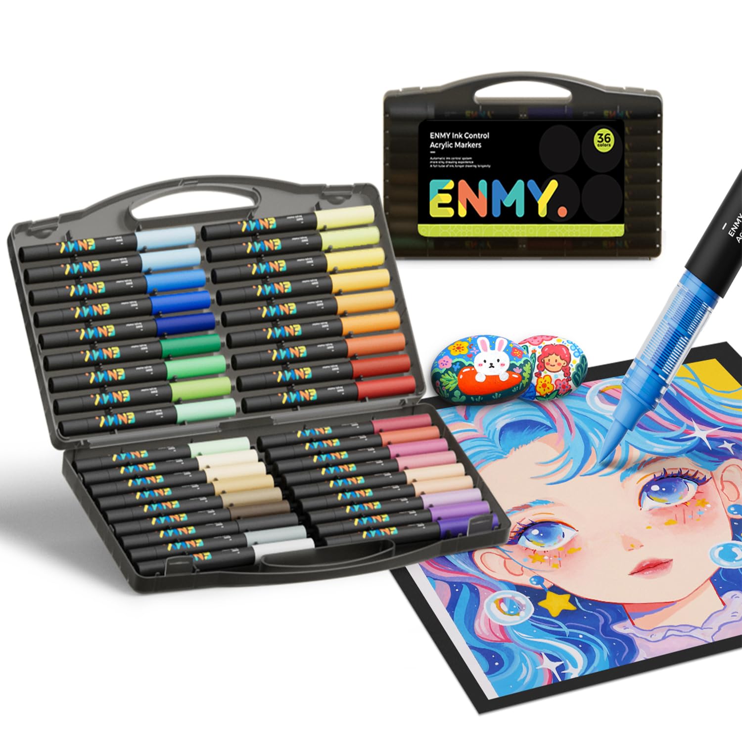 Amazon | ENMY 36色セット 直液式 アクリルマーカー イラストマーカー