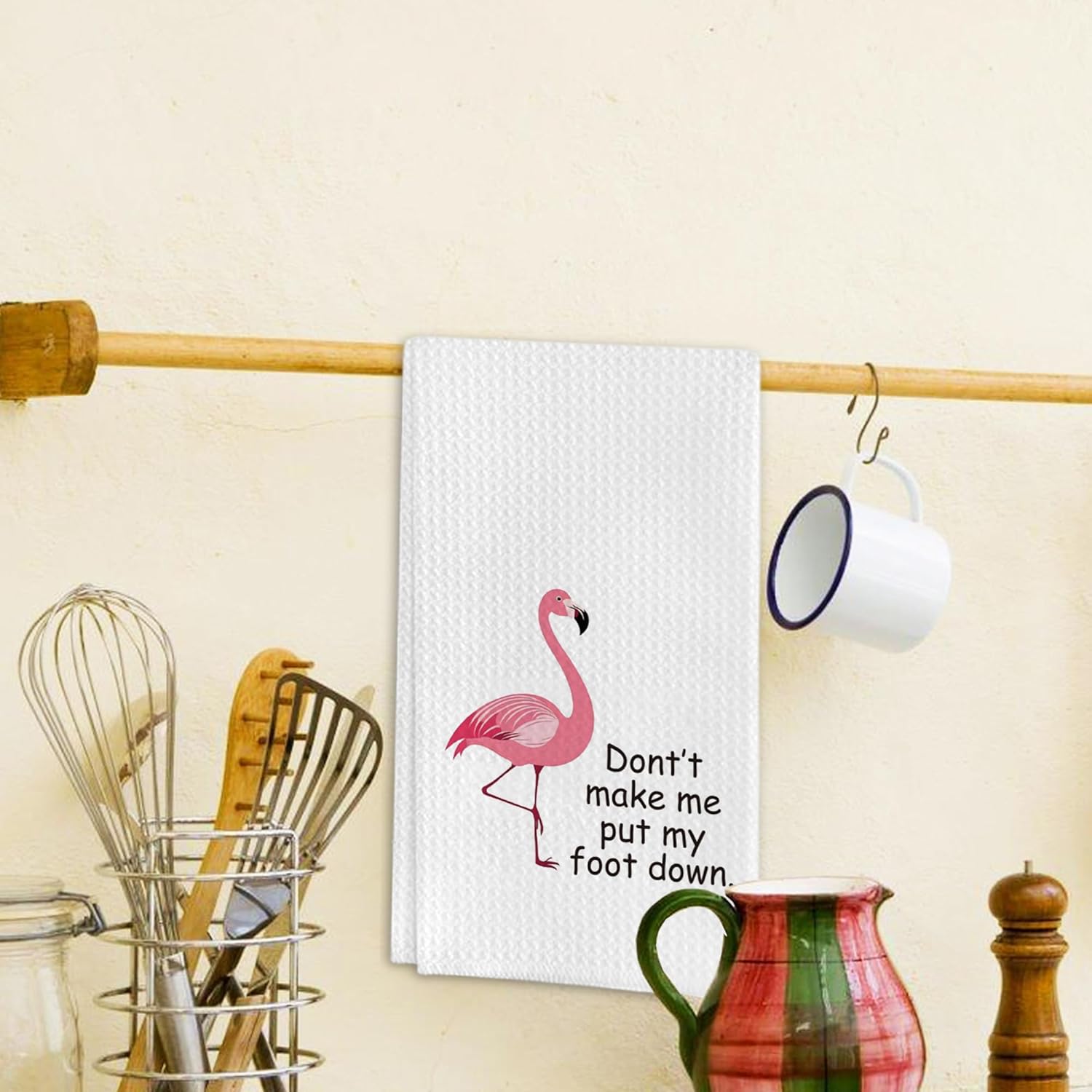 Funny Flamingo Design Kitchen Towels - Waffle Weave(16x24 Inches) - Image 2