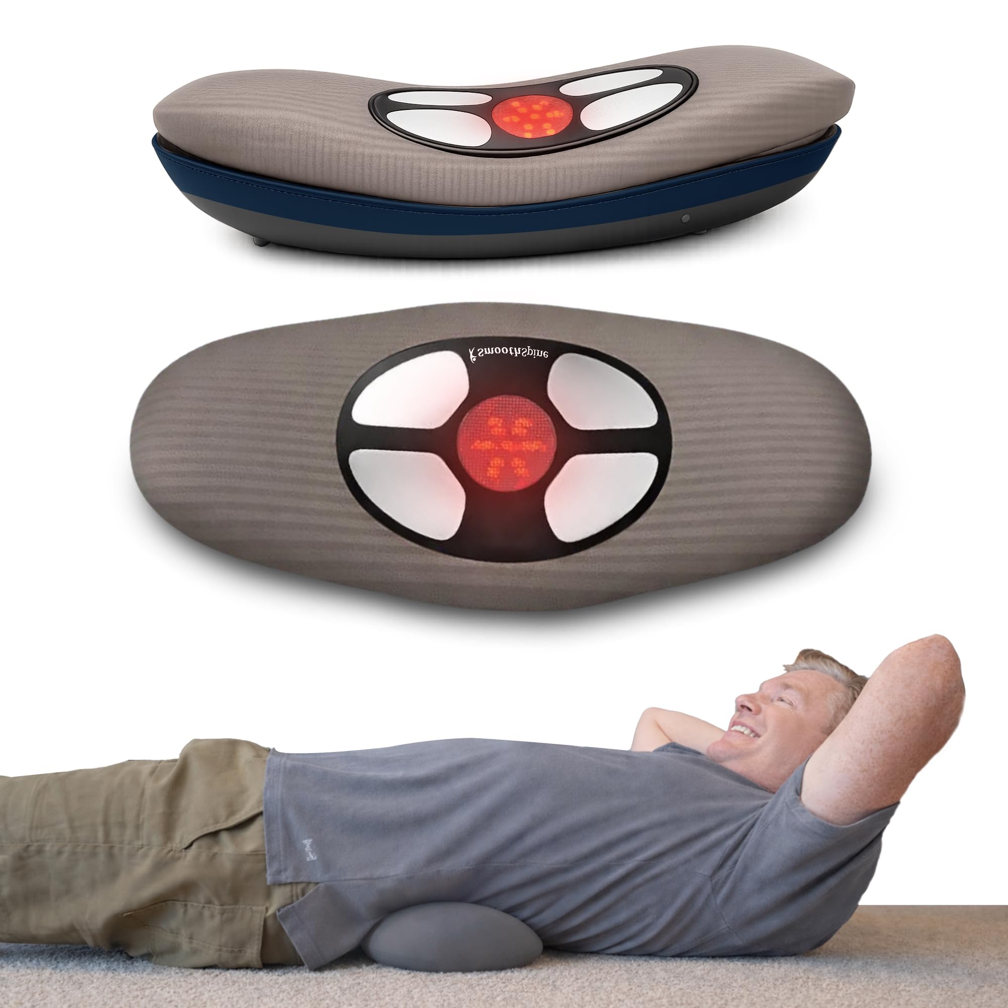 SmoothSpine Multi Therapy Pro - Back Massager Comfort Device with Heat, Massage, Air Traction, EMS & Red Light-Therapy - at-Home Relaxation & Support for Lower Back