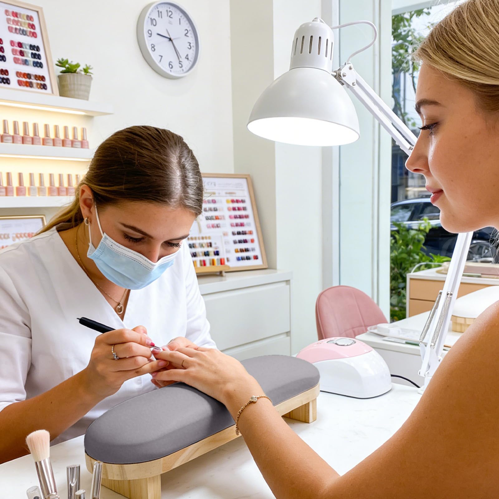 Handauflage für Nageltechnik, rutschfest, wasserdicht, Ständer mit PU-Abdeckung, Armlehne für Nageltechnik, für Station, Salon, Maniküre, Heimpraxisraum, Klienten-Anfänger