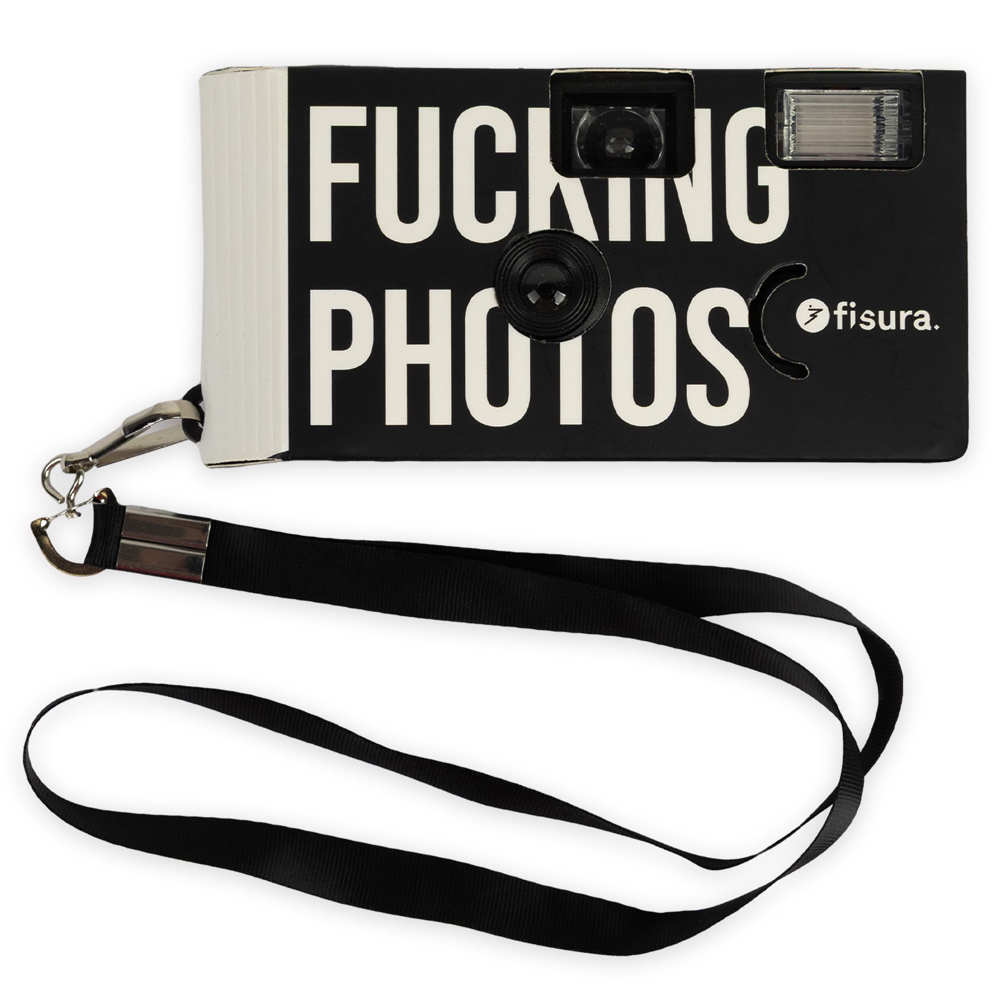 Fisura Original "f*cking photos" disposable camera with flash 17 black and white shots - hook included - Perfect for weddings or parties.