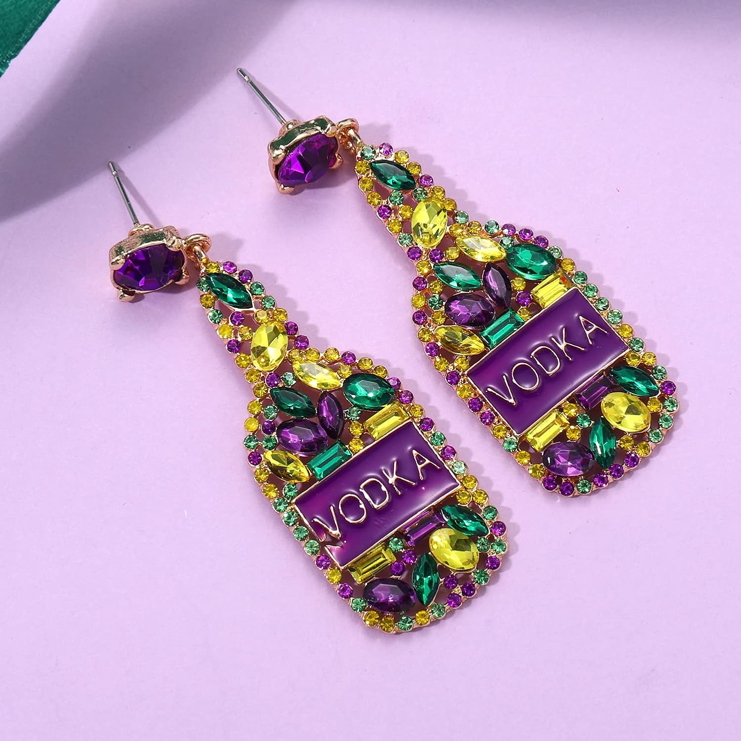 NLCAC Champagne Earrings Sparky Rhinestone Vodka Champagne Bottle Drop Dangle Earrings Wedding Holiday Celebration Party Earrings Gifts for Women - Image 2