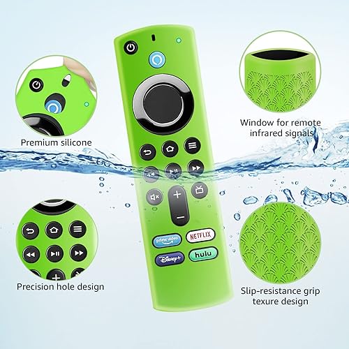 Vista 24 de ONEBOM Firestick - Funda protectora para control remoto de 3ª generación con Alexa Voice Remote 4K, funda protectora de silicona antideslizante a