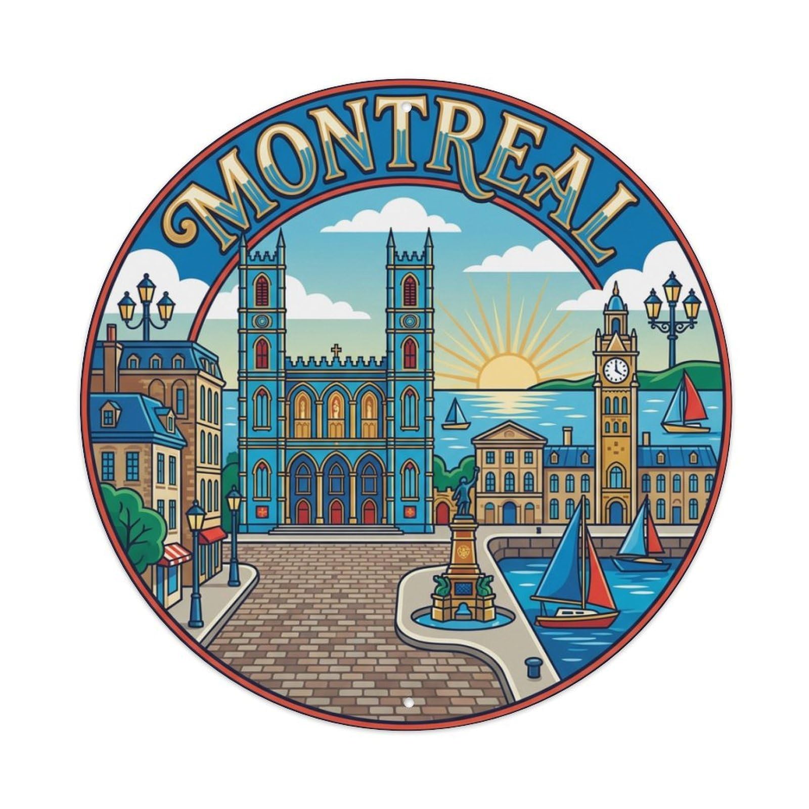 Canada Vintage Travel Montreal Vintage Metal Tin Sign Plaque Wall Decor for Cafe, Club Bar, Office, Garden Metal Poster 8x8Inch