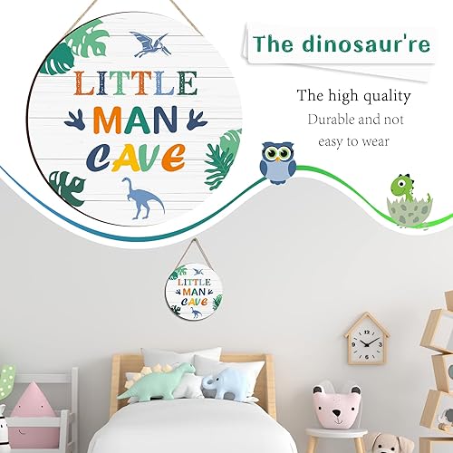 Miniatura 5 de Letrero de madera con cita de dinosaurio con frase de Little Man, placa de madera para guardería, decoración de pared para niños, dormitorio, sala