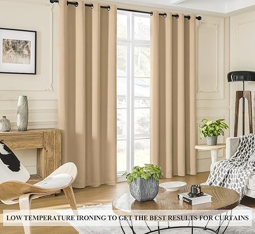 Miniatura 4 de Rutterllow Cortinas 100% opacas, sombra completa de 84 pulgadas de largo, cortinas completas para sala de estar, cortinas con aislamiento térmico