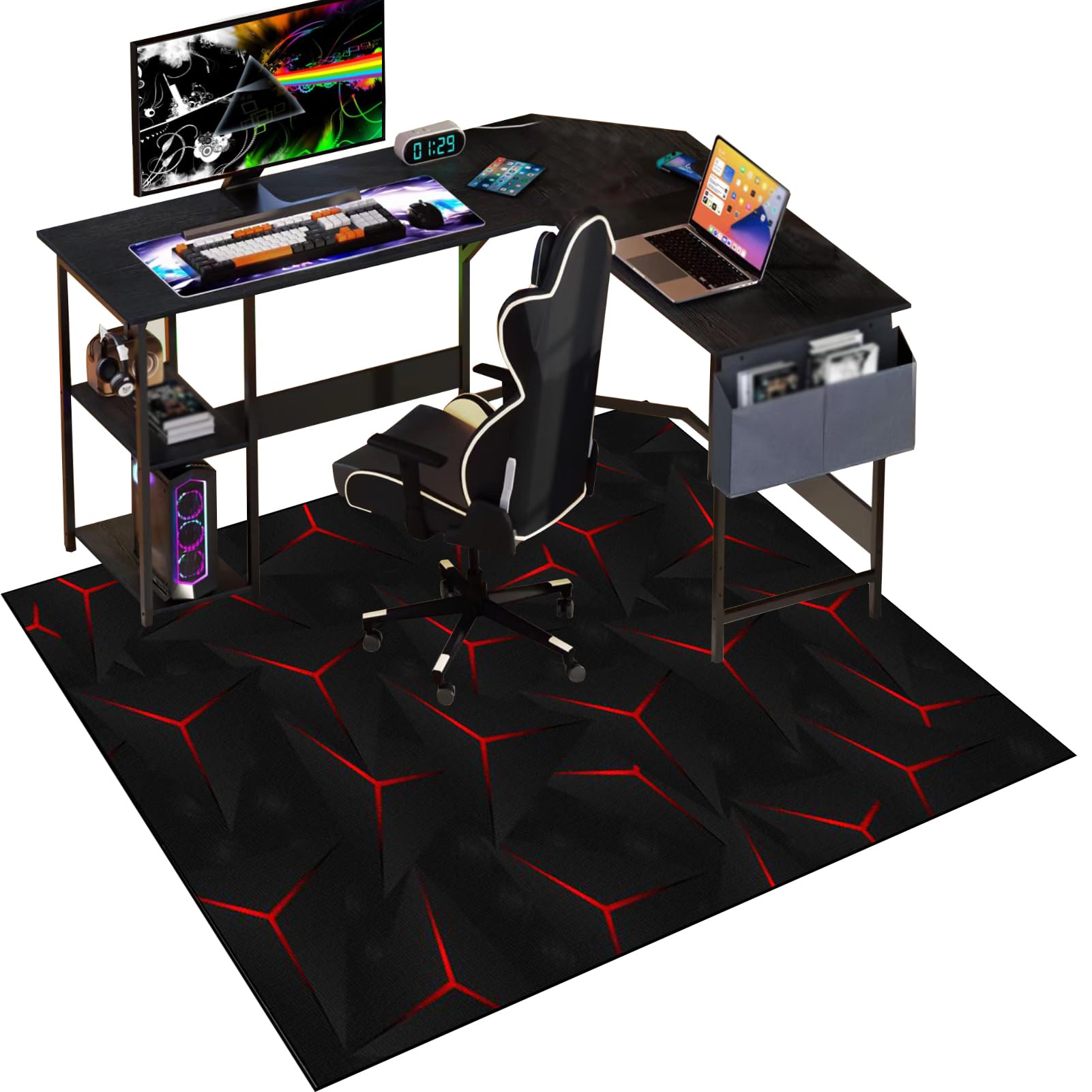 Gaming Chair Mat for Carpet, 90 x 140 cm Office Chair Mat for Carpeted Floor, Floor Protectors for Rolling Chairs, Non slip Floor Protection Mat, Computer Desk Chair Mat for Hard Wood Tile Floors