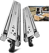 AOLISHENG Glissières pour tiroirs robustes, capacité de charge jusqu'à 68 KG, avec serrure,Extension 300 350 400 450 500 550 600 650 700 750 800 850 900 950 1000 mm, 1 Paire (2 pièces)