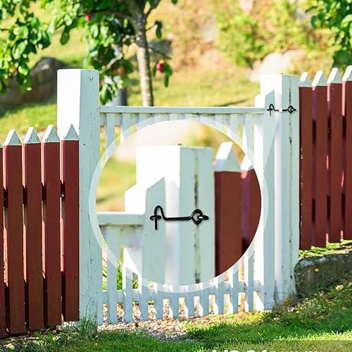 Miniatura 6 de JUGREAT Pestillo de gancho de cabina, pestillo giratorio de puerta de ventana con tornillos de montaje, cerradura de gancho para puerta (3 pulgadas,