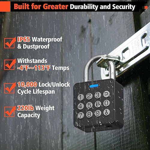 Miniatura 6 de Eseesmart Cerradura de casillero de huellas dactilares con código, candado de combinación inteligente de huellas dactilares biométricas sin llave,