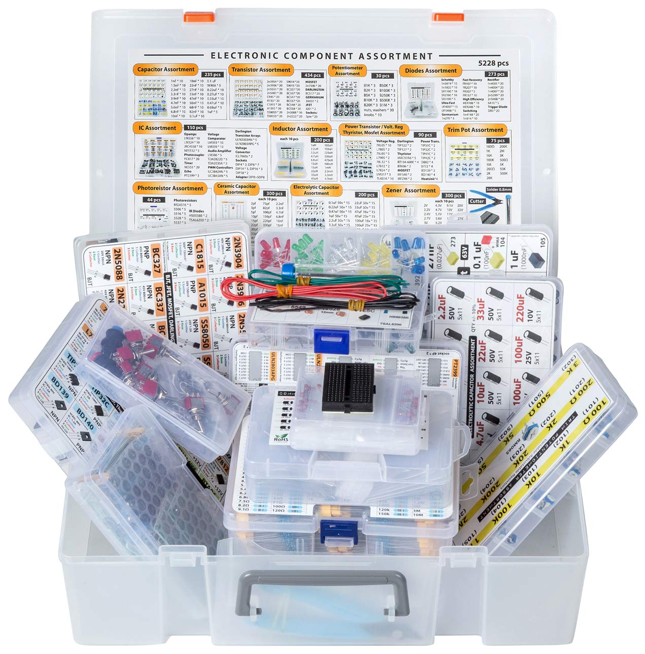 XXXL Electronic Component Assortment Box Kit, 5228 pcs, Capacitors