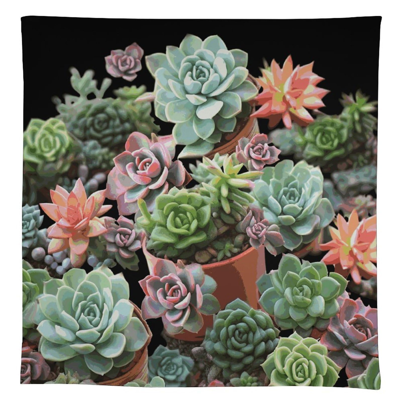 Nappe de table rectangulaire lavable imprimée succulentes pour décoration de cuisine