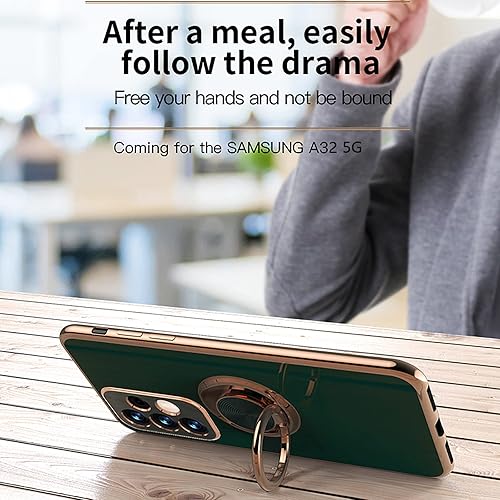 Miniatura 4 de aowner Funda para Samsung Galaxy A32 5G anillo titular brillante chapado en oro rosa borde de rotación de 360 grados para mujeres niñas delgada