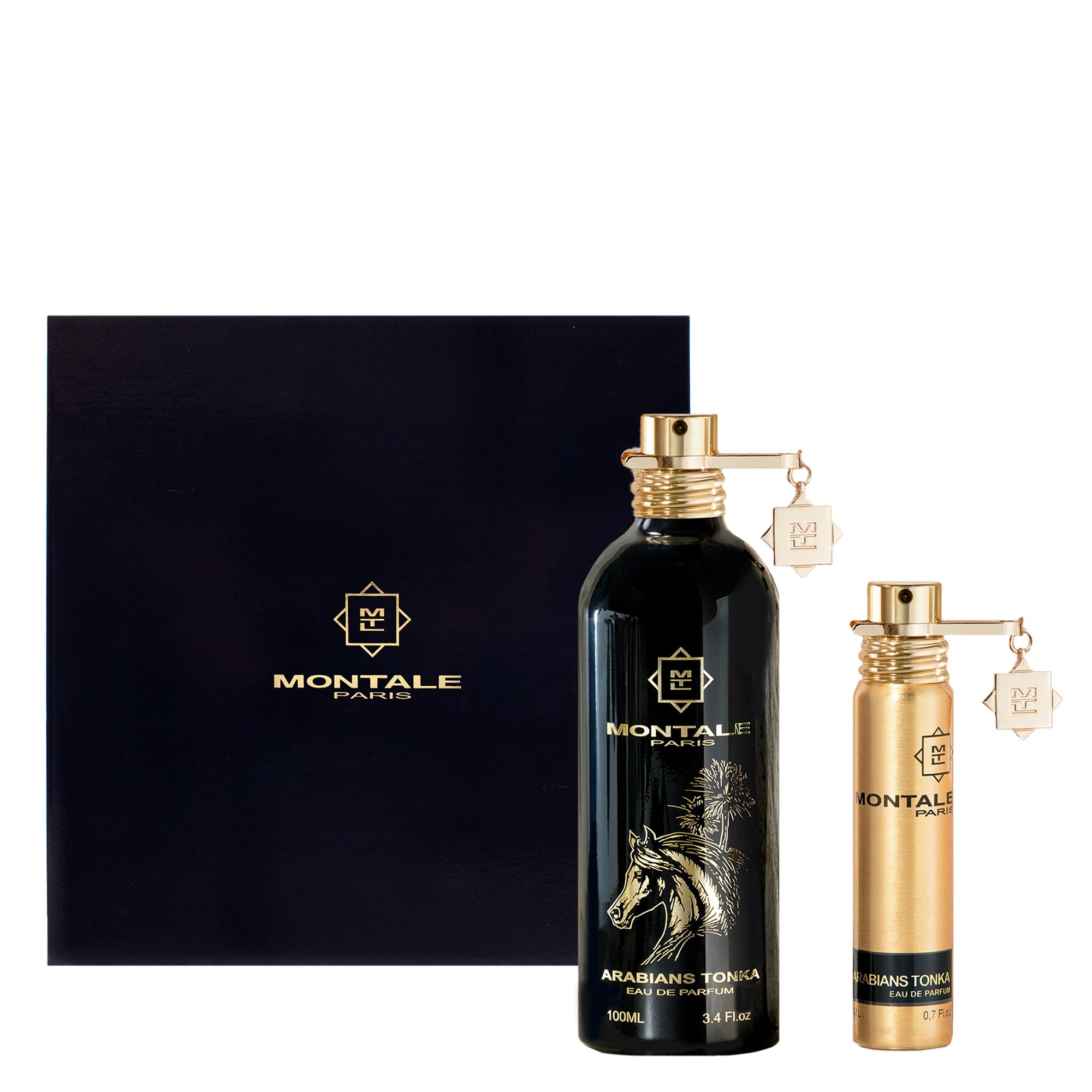Arabians Tonka Holiday Gift Set – Eau de Parfum 100ml / 3.4 fl oz + 20ml Travel Spray – Spicy Amber Gourmand Fragrance