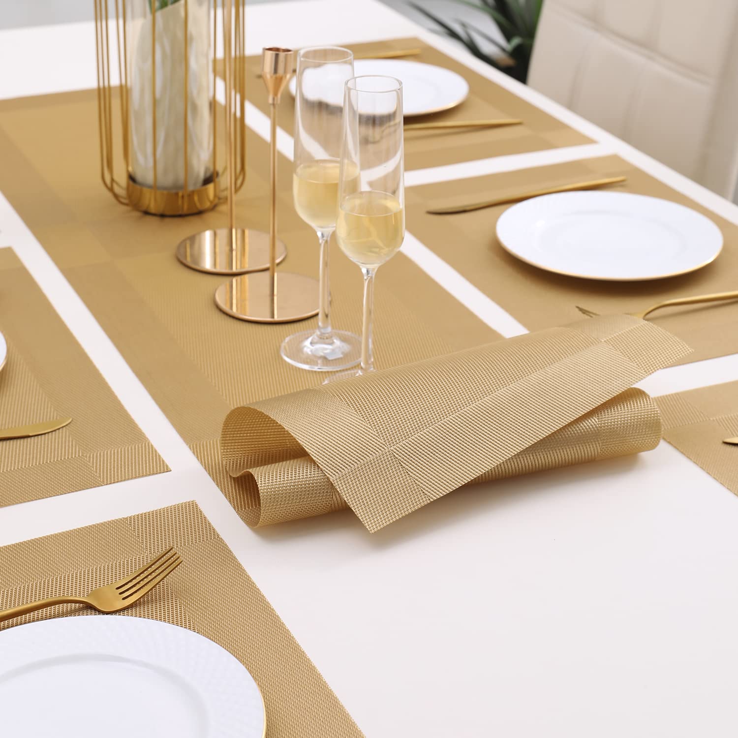 Golden Placemats & Table Runner Set - Protect Your Table -2