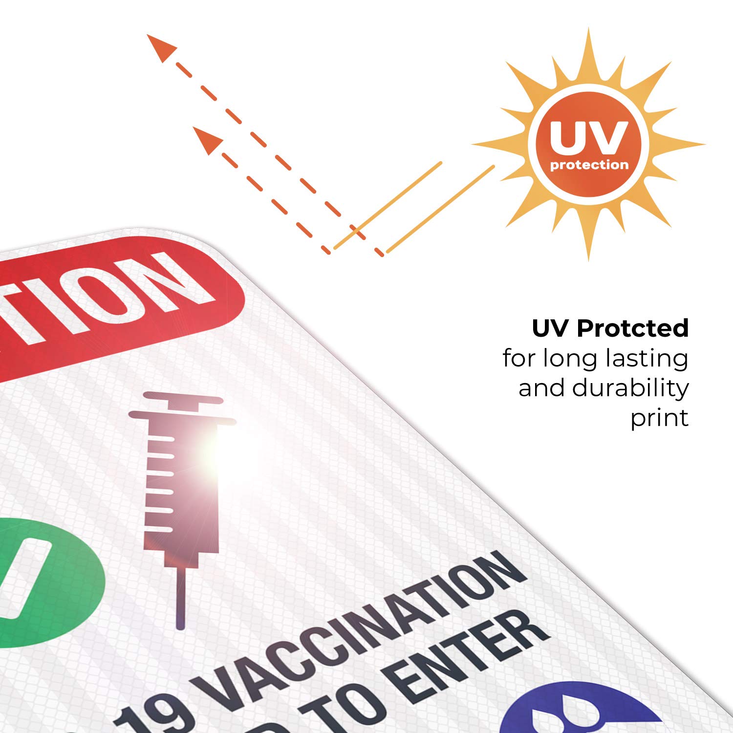 Vaccination Required to Enter Sign, 12x18 Inches, 3M EGP Reflective .063 Aluminum, Fade Resistant, Made in USA