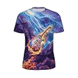 3D Pattern Print T-Shirt for Men and Women Breathable Cool Lightweight Flexible Easy to Match Diverse and Stylish Guitar Design Fashion Apparel for Music Lovers Size M