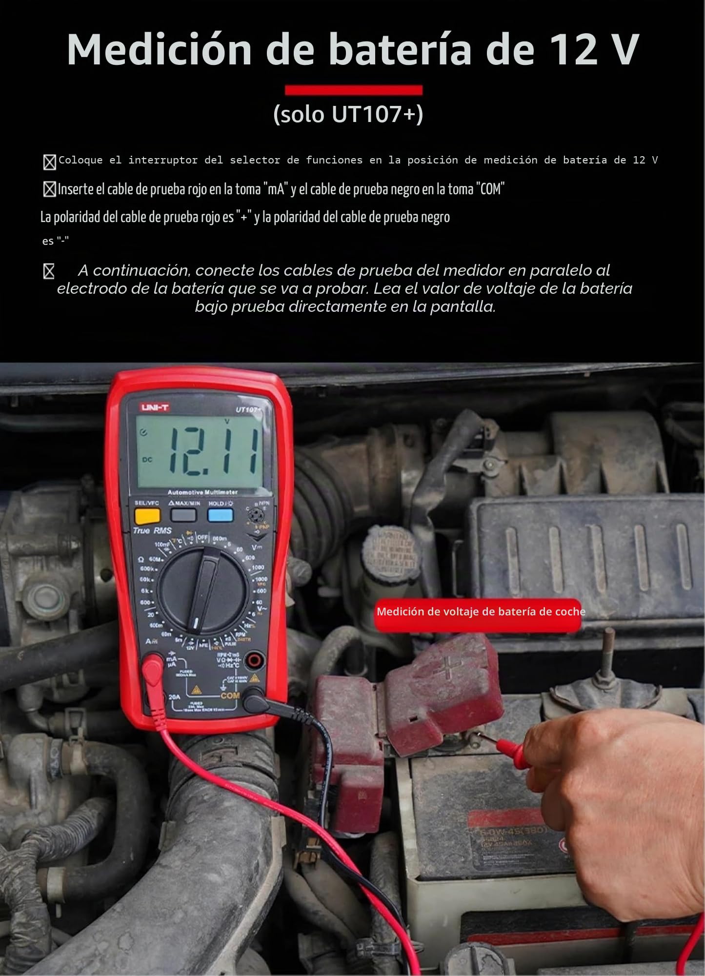 UNI-T UT107+ Automobile Multimeter High Precision True RMS Automobile Automatic Range Actual Value Digital Multimeter.