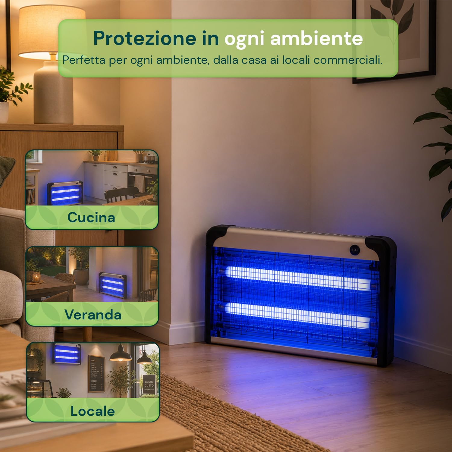 Lampada Antizanzare Elettrica 30W UV – Anti Zanzare e Mosche Elettrico a Shock, Trappola Zanzare Interno ed Esterno, Ammazza Zanzare Elettrico, Parete/Catena/Terra, 26×49×6 cm