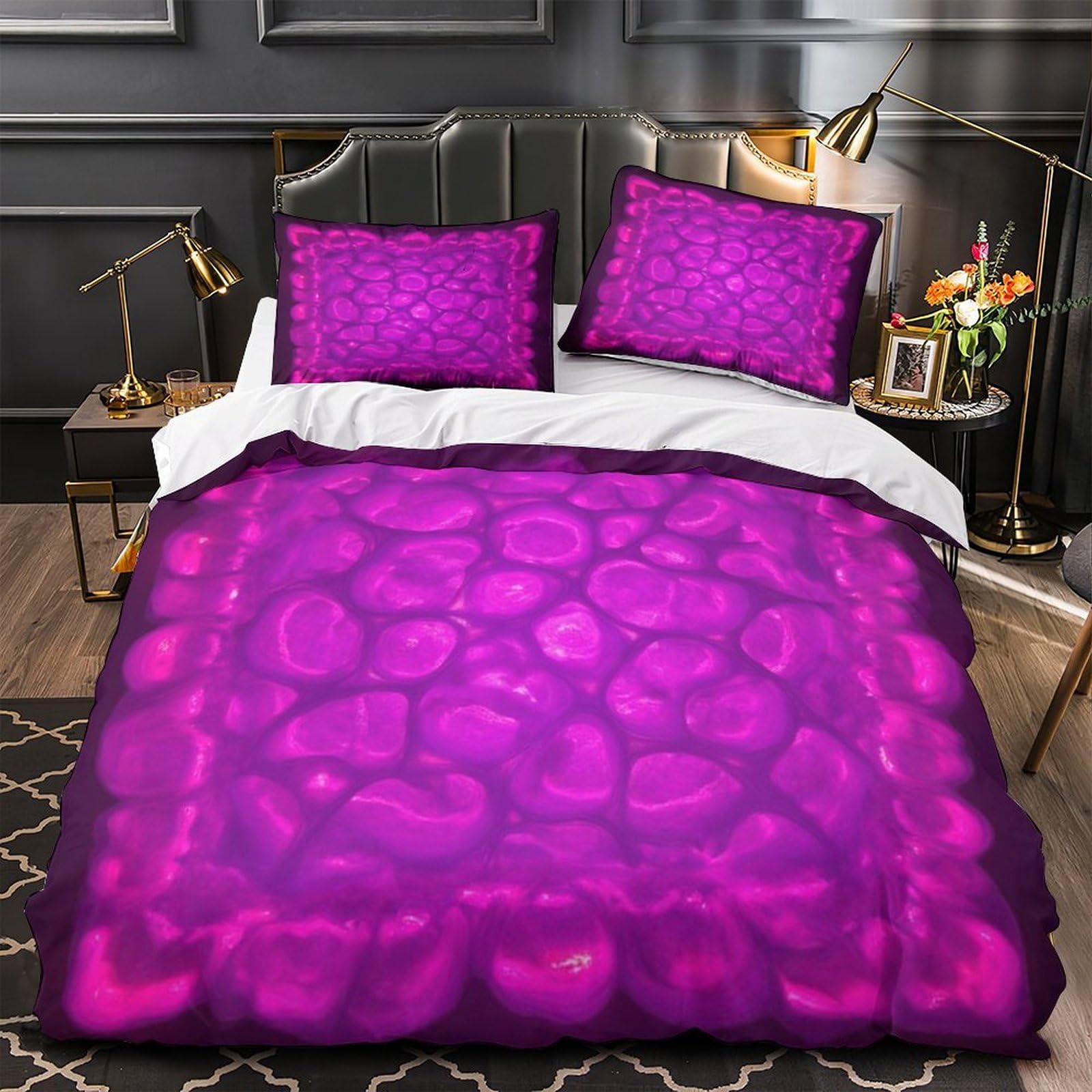 Housse de couette galaxie violette 200x200 parure de lit nébuleuse 3D