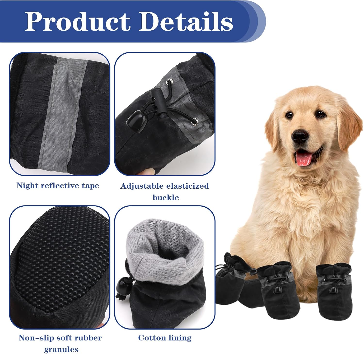 Waterproof Dog Boots, 2 Pairs Dog Shoes Dog Socks Dog Paw Protector for Injured, Adjustable Protective Dog Boot Dog Socks with Grips Dog Paw Protection Boots Dog Welly for Indoor Outdoor Activities 4 712piPfAl1L. AC SL1500