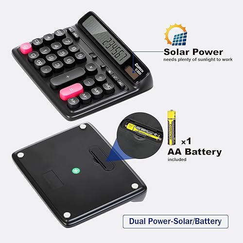 Miniatura 5 de COMIX Calculadora de escritorio, teclas de computadora grandes, pantalla de 12 dígitos