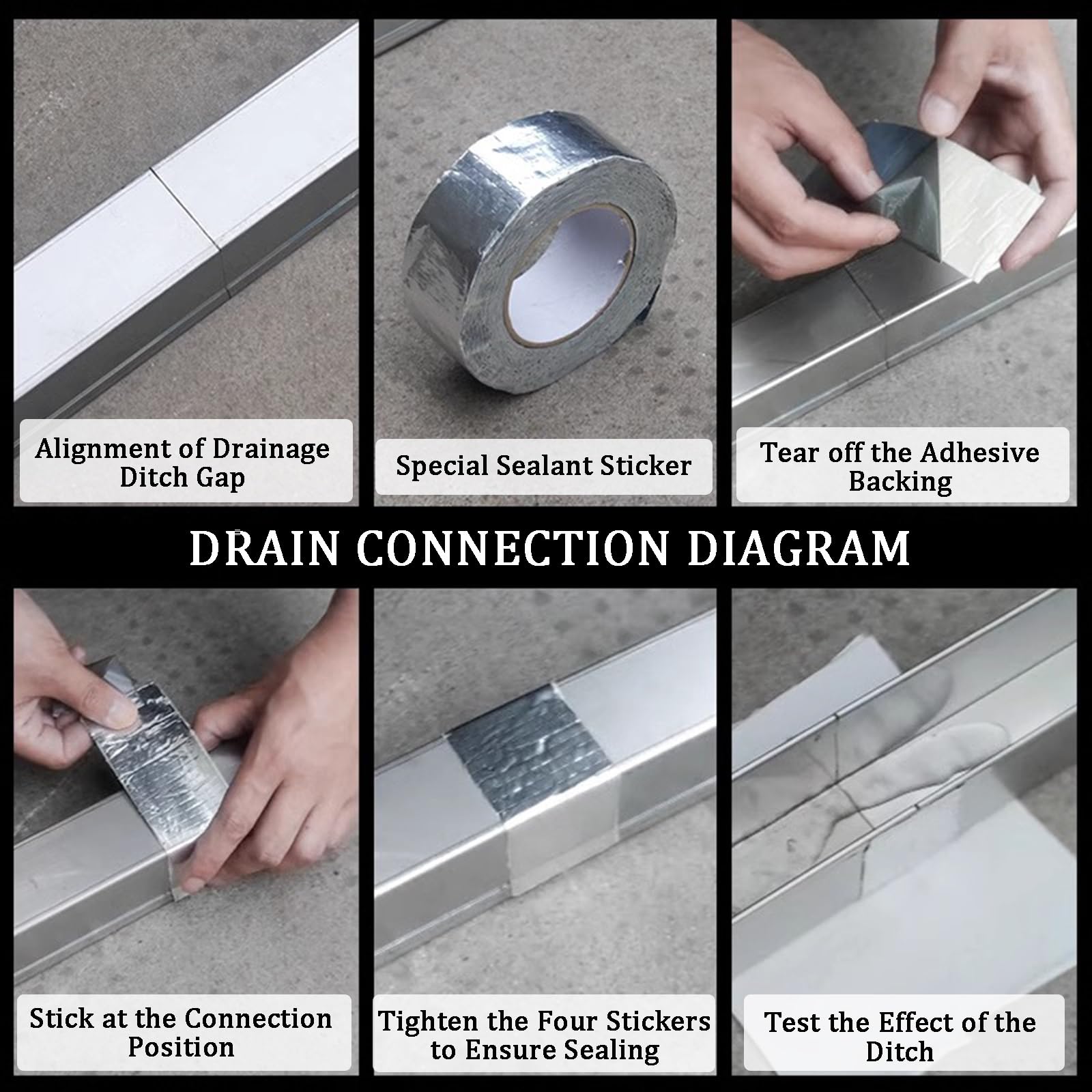 Kit de desagüe de acero inoxidable en forma de U para cocina al aire libre, cubierta de canalón rectangular para patios y patios (1000 x 60 x 50 mm), solución de drenaje duradera y elegante