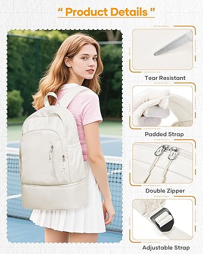 Miniatura 5 de SEAFEW Mochila de gimnasio para mujer, Blanco, Grande