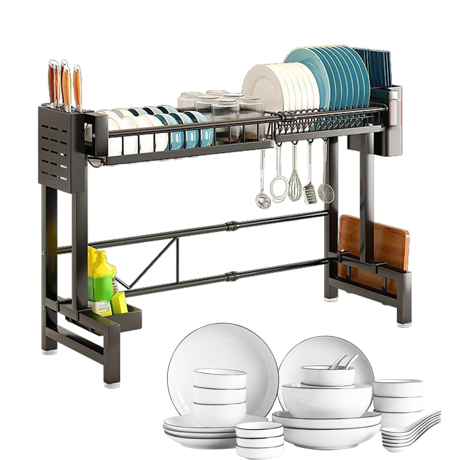 SDVantage Adjustable Stainless Steel Dish Drying Rack for Kitchen Sink, Space-Saving with Utensil Holder, Versatile Width, Perfect for Kitchen, Nization, Einlagig