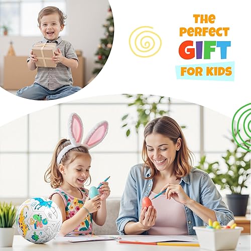 Vista 6 de EVERICH TOY Pinte su propio balón de fútbol con marcadores, kits de manualidades para niños pequeños, regalos de fútbol para niños y niñas