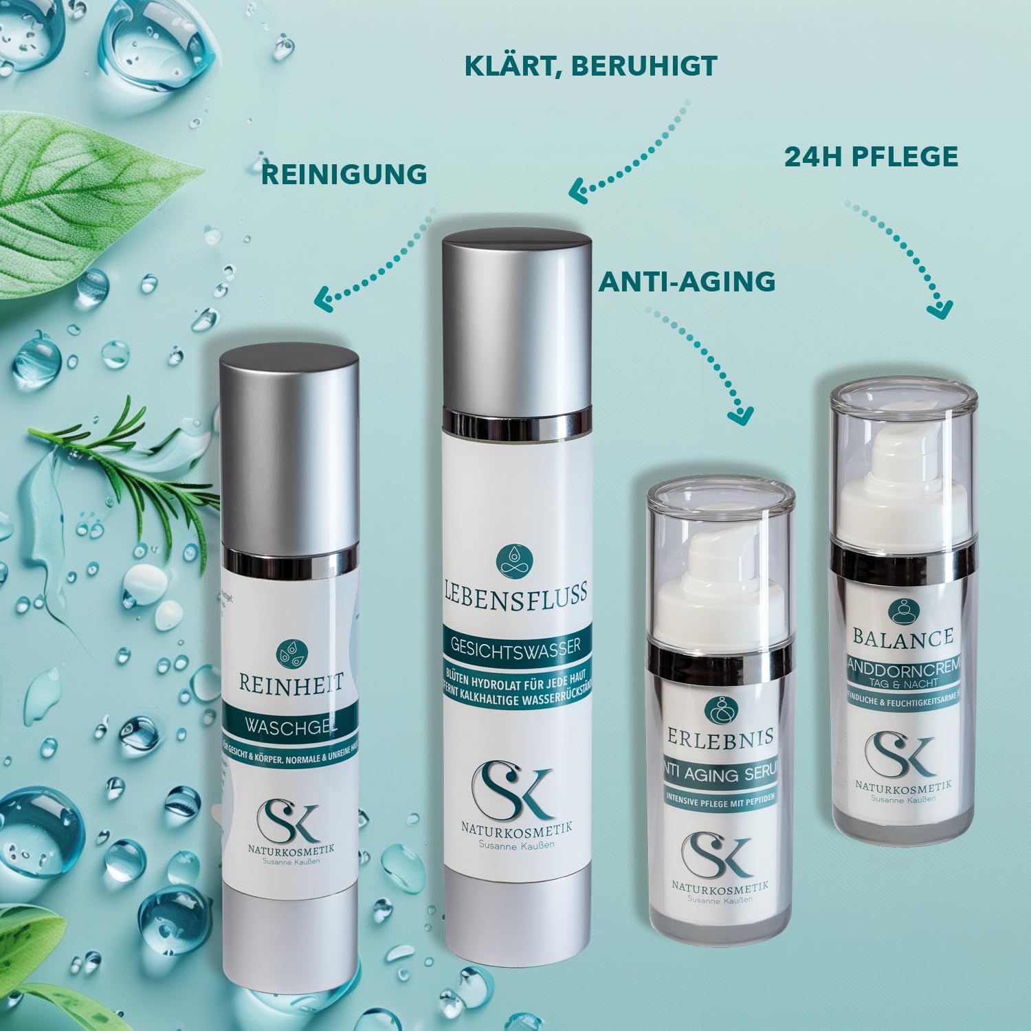 KRAFT Hyaluron Serum, 3-fach Hyaluronsäure mit Vitamin B12, Aloe Vera & Vitamin E | feuchtigkeitsspendendes Gesichtsserum, Anti-Aging Pflege, bei Rosacea, Made in Germany