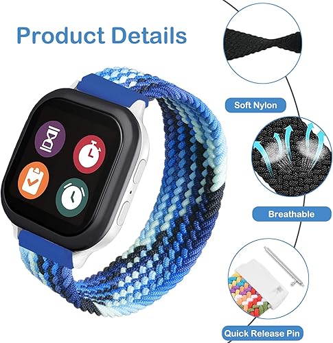 Miniatura 2 de Paquete de 2 correas trenzadas de nailon de repuesto para reloj Gizmo 321 Gabb Watch SyncUP Watch de 0.787in, correa elástica transpirable Solo Loop