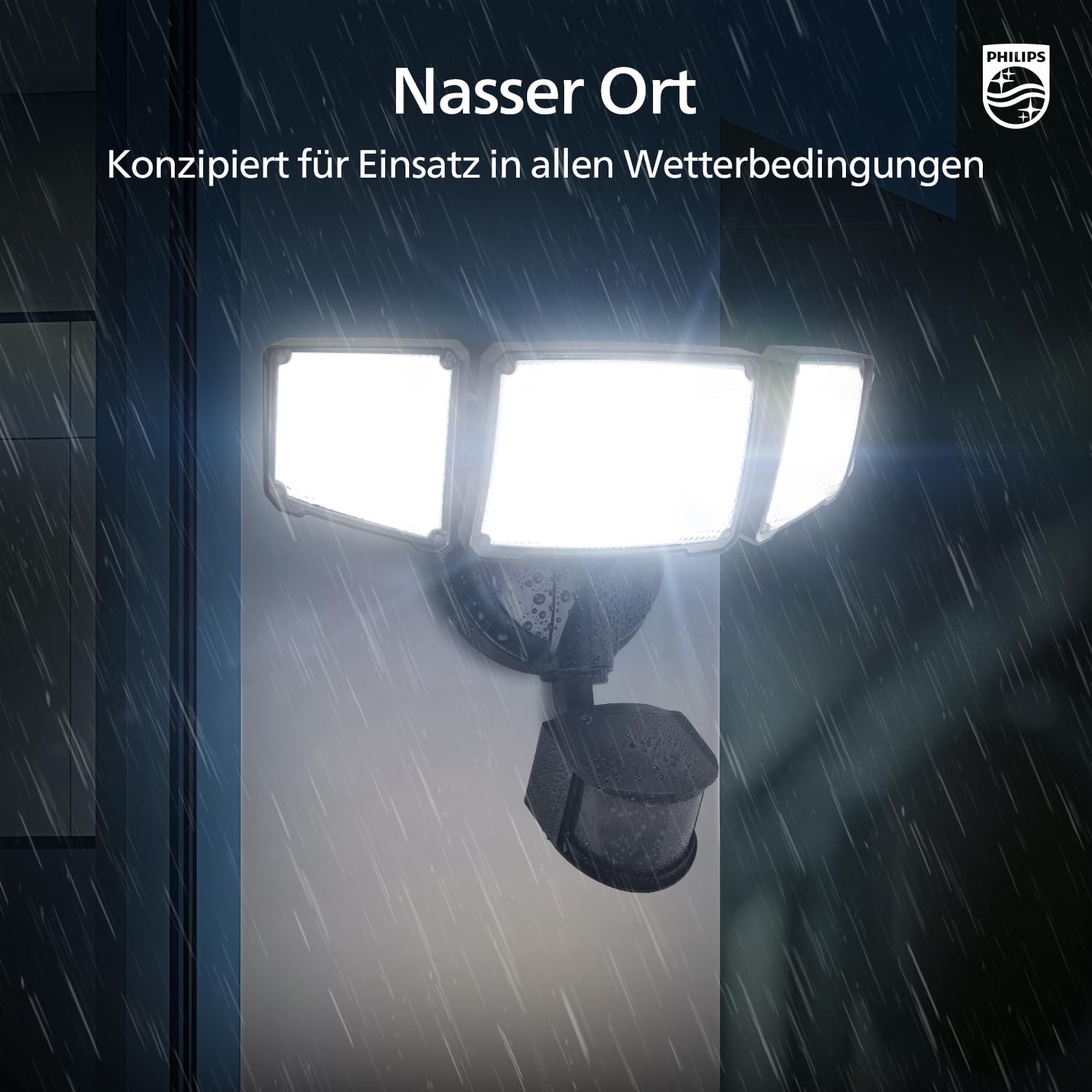 Philips LED Strahler 24W 3500LM 5000K Tageslicht mit Bewegungsmelder Dämmerungssensor Aluminium Fluter wasserdicht