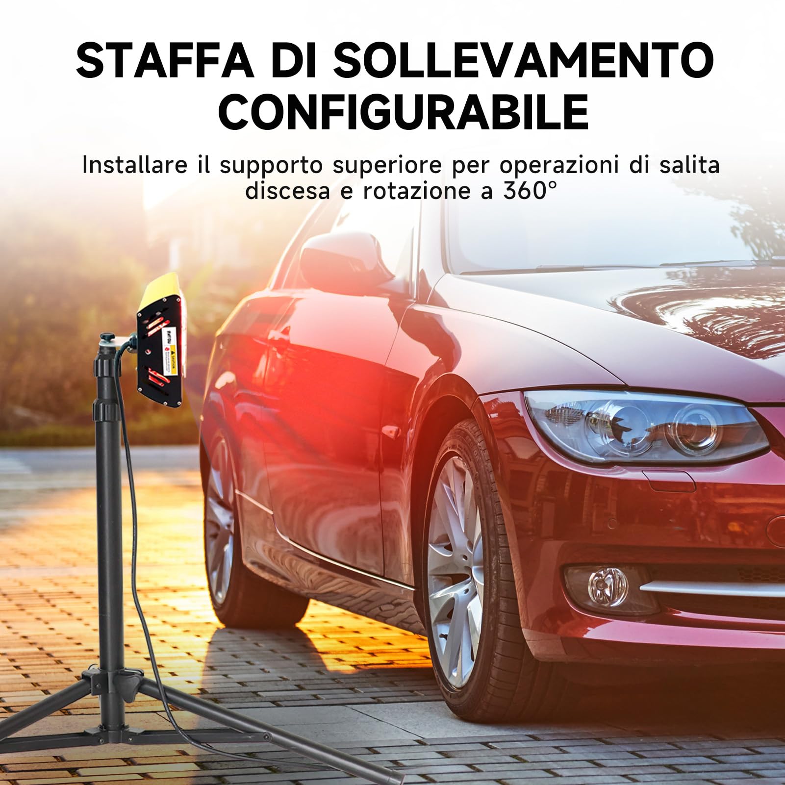 DATOUBOSS Lampada Infrarossi per Carrozzeria 2000W, Lampada per Asciugatura Vernice 220V Essiccatore Portatile a Infrarossi per Riparazione Carrozzeria Auto Lavori di Verniciatura