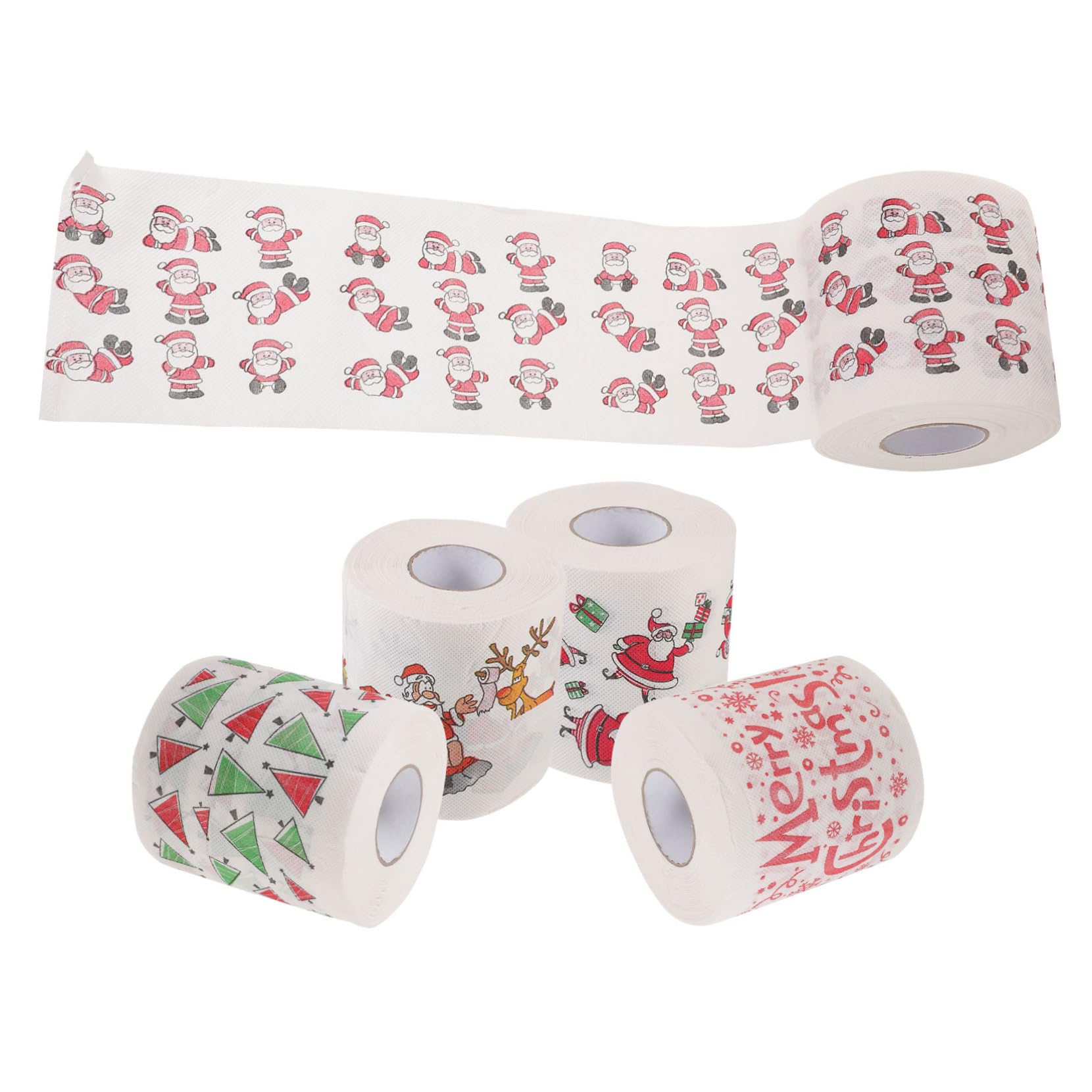 minkissy 5 Rotoli Tovaglioli di Carta per Feste Natalizie Tovaglioli Usa e Getta in Carta Doppia Spessore Motivi Natalizi per Natale e Feste Tema