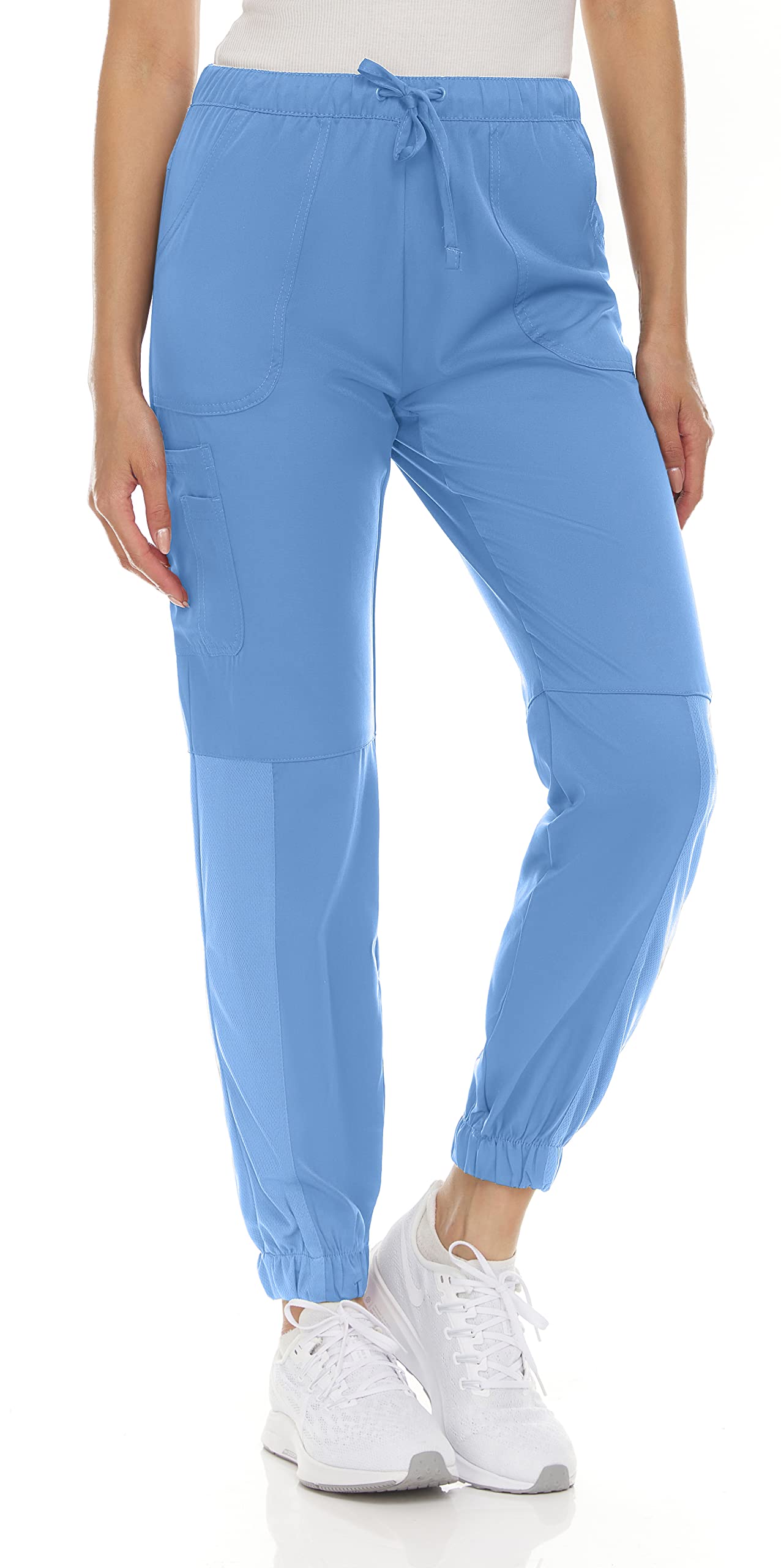MediChic Women's Scrubs Mesh Joggers Nurse Scrub Pants with Six Pockets Ceil
