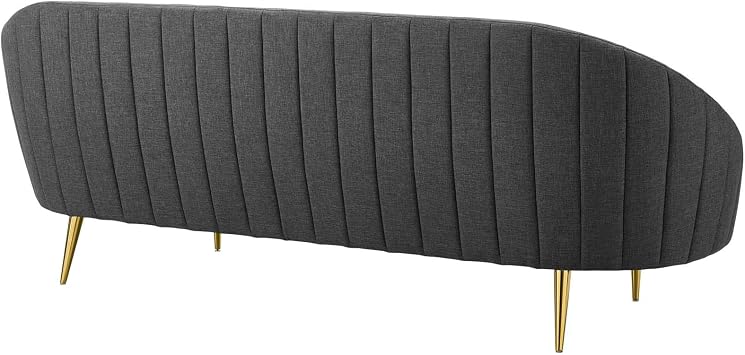 Modway Sublime Channel Tufted Curve Back Fabric Upholstered Sofa in Gray